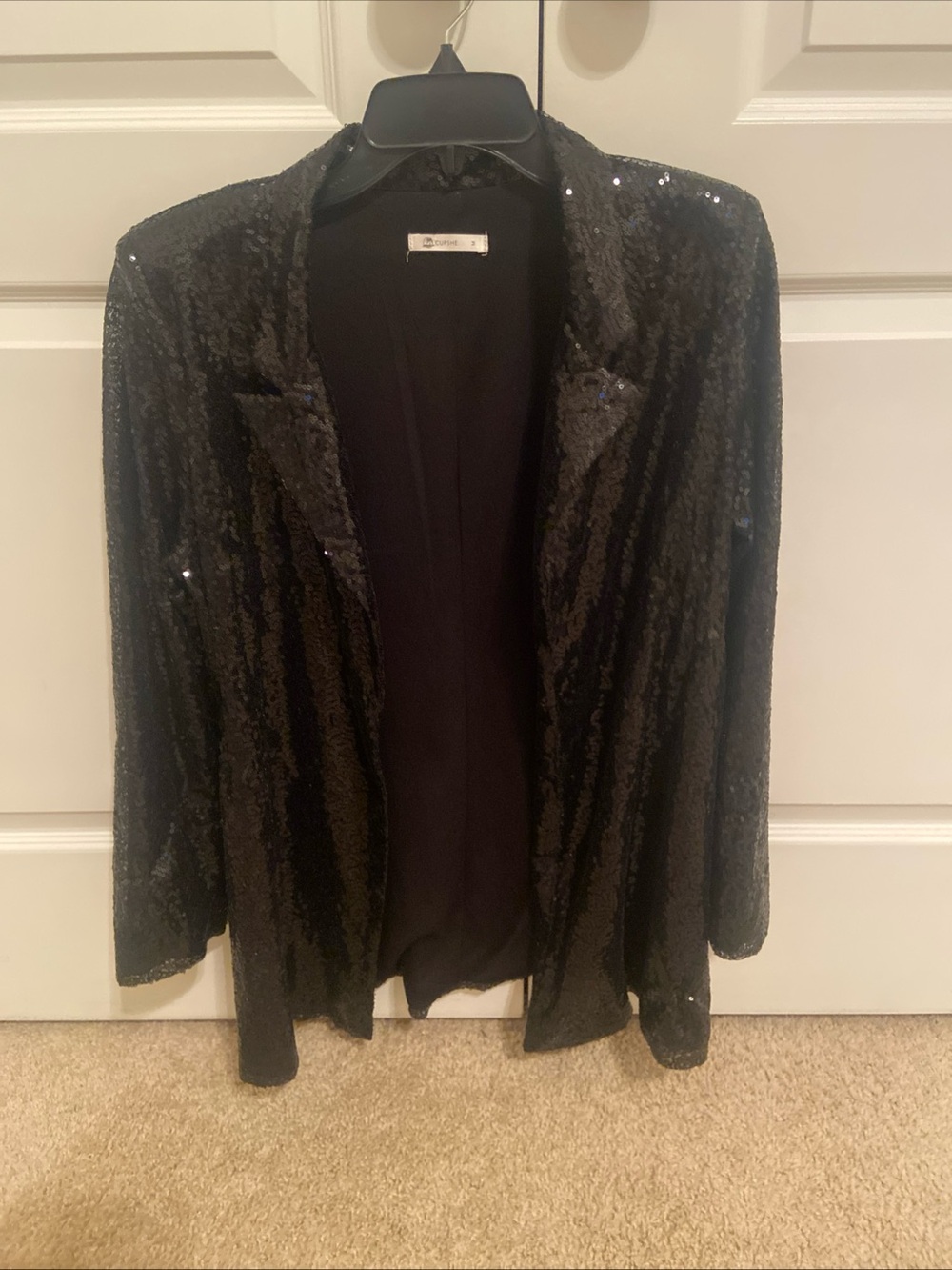 Cupshe Black Sequin Blazer Jacket